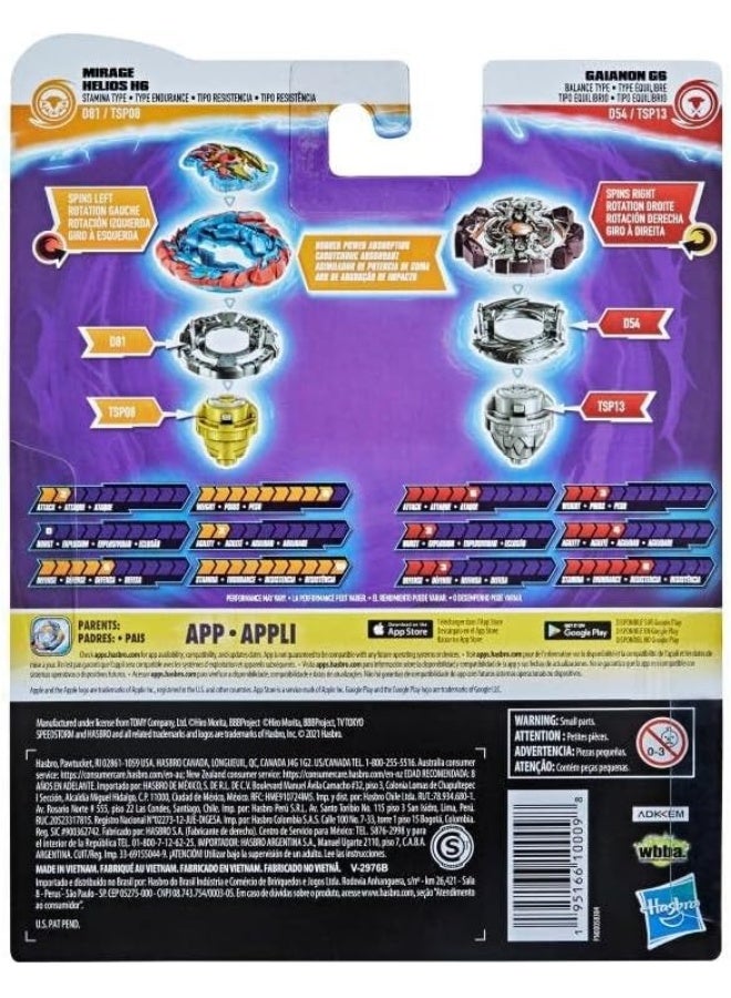Beyblade Burst Surge Speedstorm Mirage Helios H6 and Gaianon G6 Spinning Top Dual Pack - 2 Battling Game Top Toy for Kids Ages 8 and Up - Image 3