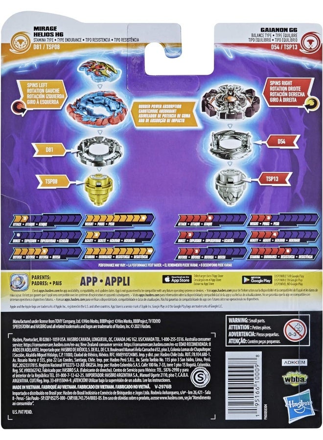 Beyblade Burst Surge Speedstorm Mirage Helios H6 and Gaianon G6 Spinning Top Dual Pack - 2 Battling Game Top Toy for Kids Ages 8 and Up - Image 5