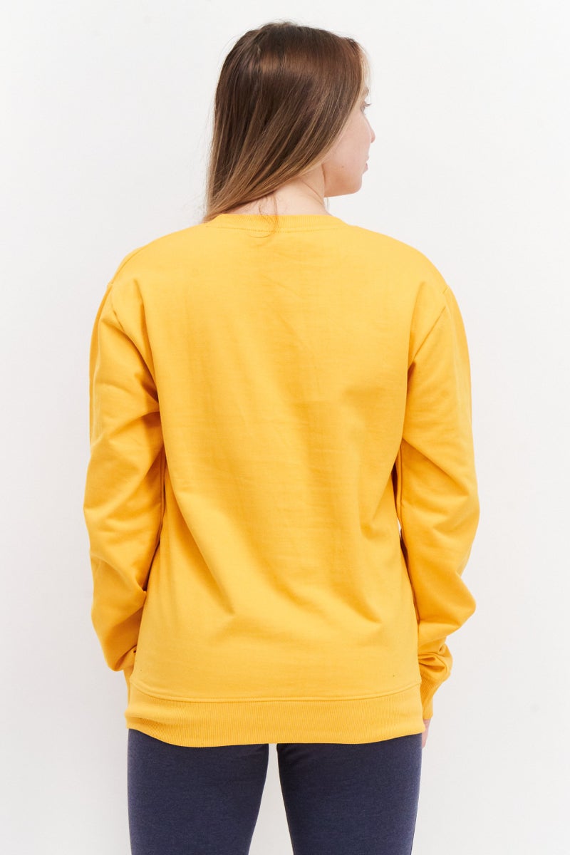 NAUTICA Women Crew Neck Long Sleeve Printed Sweatshirt, Yellow - Image 3