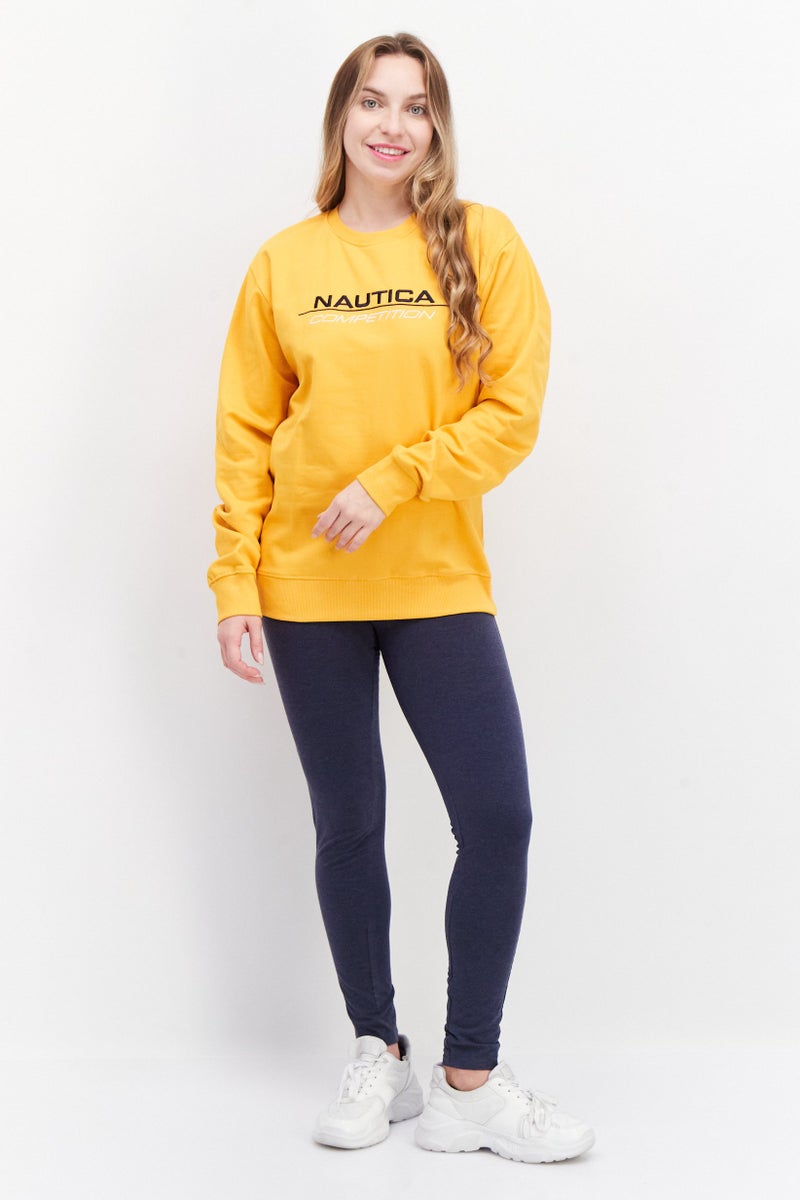 NAUTICA Women Crew Neck Long Sleeve Printed Sweatshirt, Yellow - Image 4