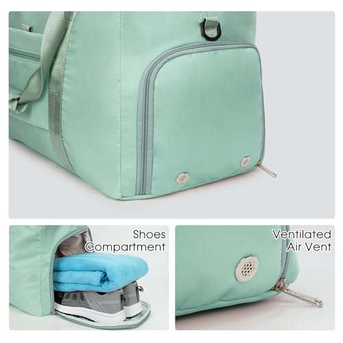 Ceneda 20" Gym Bag for Women with Wet Pocket & Shoe Compartment, Lightweight Duffel Waterproof Carry On Duffle for Travel, Yoga, Overnight (Mint Green) - Image 4
