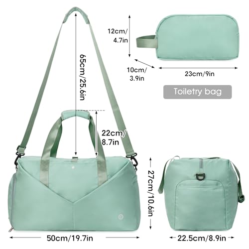 Ceneda 20" Gym Bag for Women with Wet Pocket & Shoe Compartment, Lightweight Duffel Waterproof Carry On Duffle for Travel, Yoga, Overnight (Mint Green) - Image 5