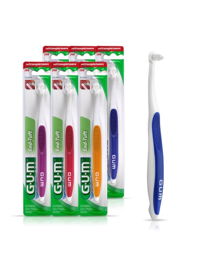 GUM End Tuft Toothbrush - Extra Small Head for Hard-to-Reach Areas - Implants, Back Teeth, and Wisdom Teeth - Soft Dental Brush for Adults, 1 Count (Pack of 6) - Image 1