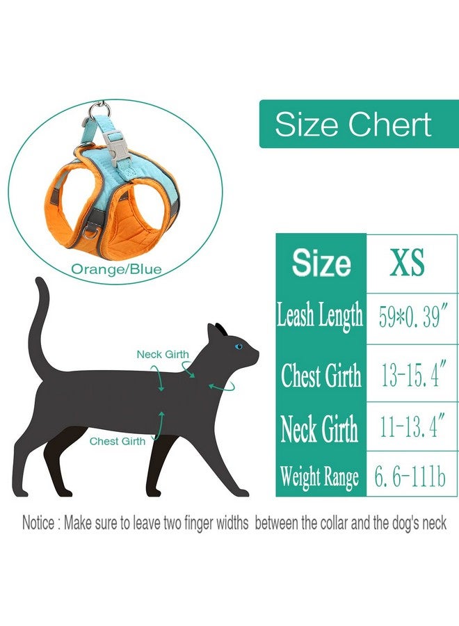 ORIA Pet Harness, Dog Harness, Cat Harness and Leash Set, Breathable Pet Vest, Reflective Strips Jacket for Small Kitten, Puppy, Rabbit, Orange and Blue, 6.6 to 11lb - Image 2