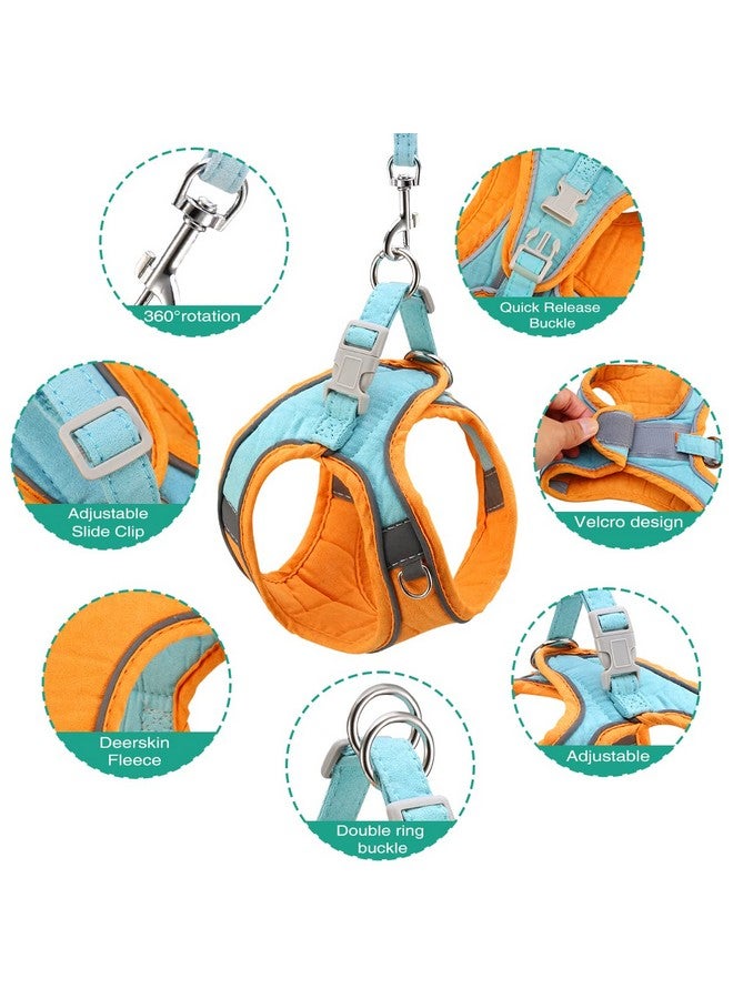 ORIA Pet Harness, Dog Harness, Cat Harness and Leash Set, Breathable Pet Vest, Reflective Strips Jacket for Small Kitten, Puppy, Rabbit, Orange and Blue, 6.6 to 11lb - Image 4