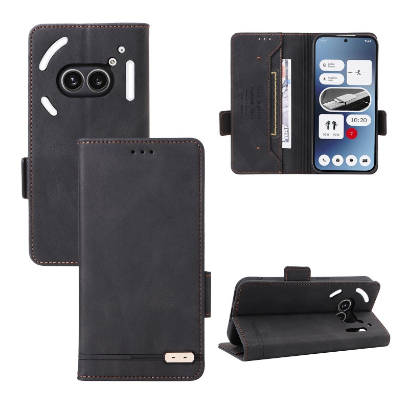HuHa Case Cover For Nothing Phone 2a Magnetic Clasp Leather Phone Case(Black) - Image 1
