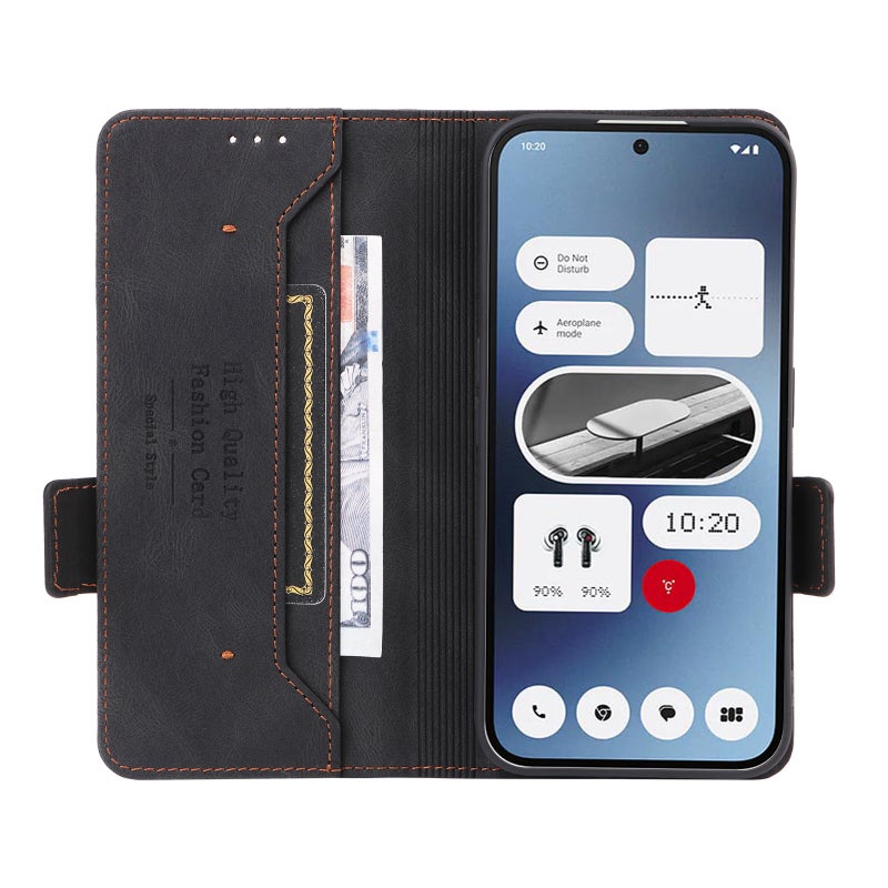HuHa Case Cover For Nothing Phone 2a Magnetic Clasp Leather Phone Case(Black) - Image 4