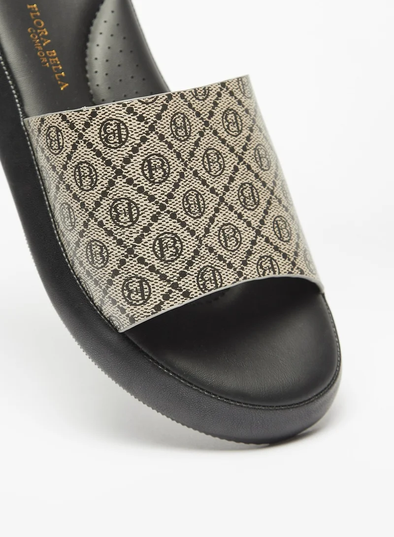 Flora Bella By Shoexpress Womens All-Over Print Slip-On Sandals