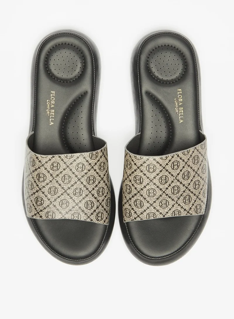 Flora Bella By Shoexpress Womens All-Over Print Slip-On Sandals