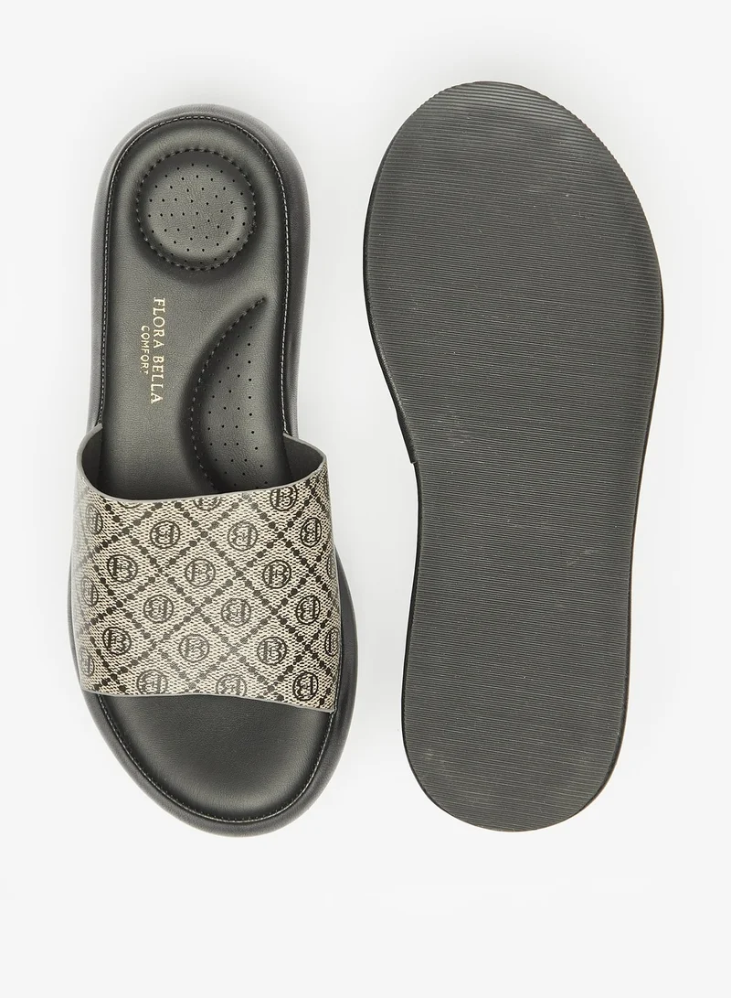 Flora Bella By Shoexpress Womens All-Over Print Slip-On Sandals