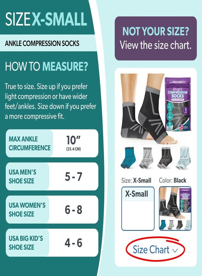 BraceAbility Athletic Ankle Compression Socks for Men or Women - Toeless Running Ankle Brace Support Sleeves for Sports, Workout, Plantar Fasciitis, Achilles Tendonitis, Foot Pain Relief (XS - Black) - Image 2