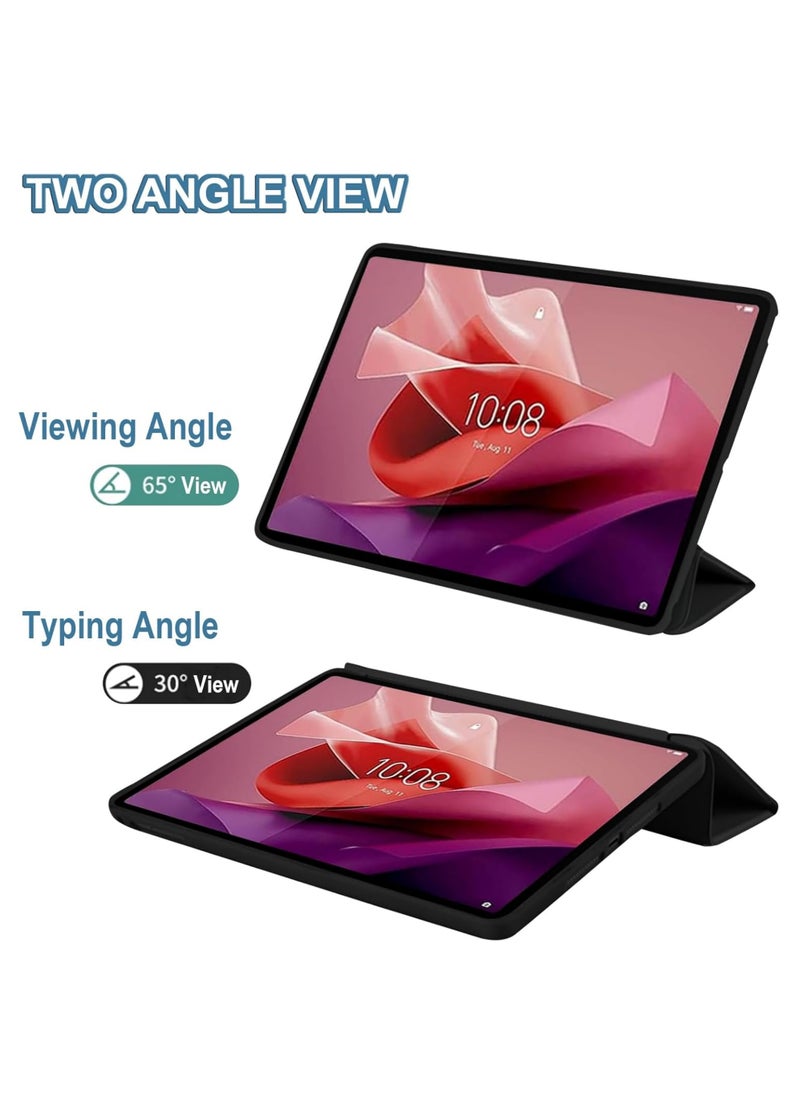 Rock Pow - Case Compatible with Lenovo Tab P12 (12.7 Inch) 2023 Tablet Slim Tri-fold Stand Soft TPU Back Shell Auto Wake/Sleep Anti-Drop Cover - Image 1