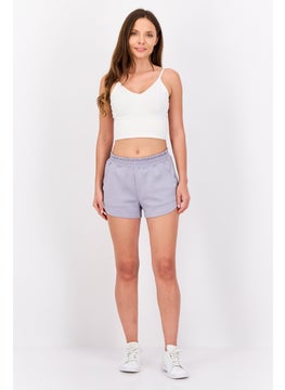 GILLY HICKS Women Solid Basic Shorts, Purple  - Image 3