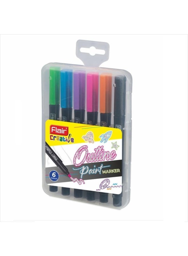 FLAIR Creative Series Outline Metallic Paint Marker Pens | Double Line Drawing Pens For Scrapbook, DIY Photo Album, Painting, Greeting Cards, Glitter Doodle, Rock & Glass Painting, Fabric | 6 Shades - Image 4