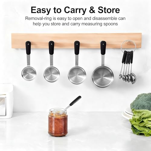 Bopei Measuring Cups and Spoons Set Stainless Steel 10 Piece for Cooking and Baking (5 Cups + 5 Spoons, Black Handle) - Image 3