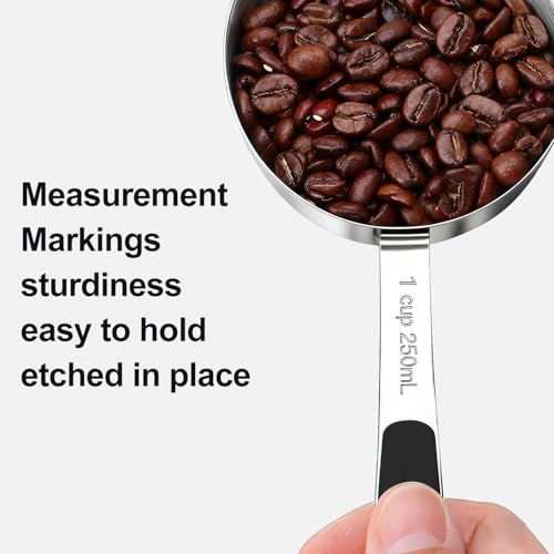 Bopei Measuring Cups and Spoons Set Stainless Steel 10 Piece for Cooking and Baking (5 Cups + 5 Spoons, Black Handle) - Image 5