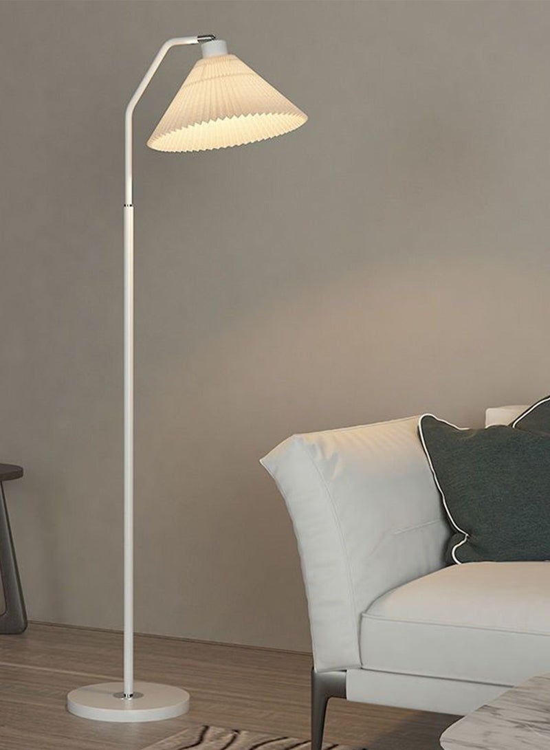 Sharpdo Minimalist LED Floor Lamp-Straight Pole Standing Light Modern Luxury  With Pleated Lampshade 3 Color Dimming for Bedroom, Living Room, and Office - Upgraded Design, 39x150 cm, Stylish White Finish - Image 2