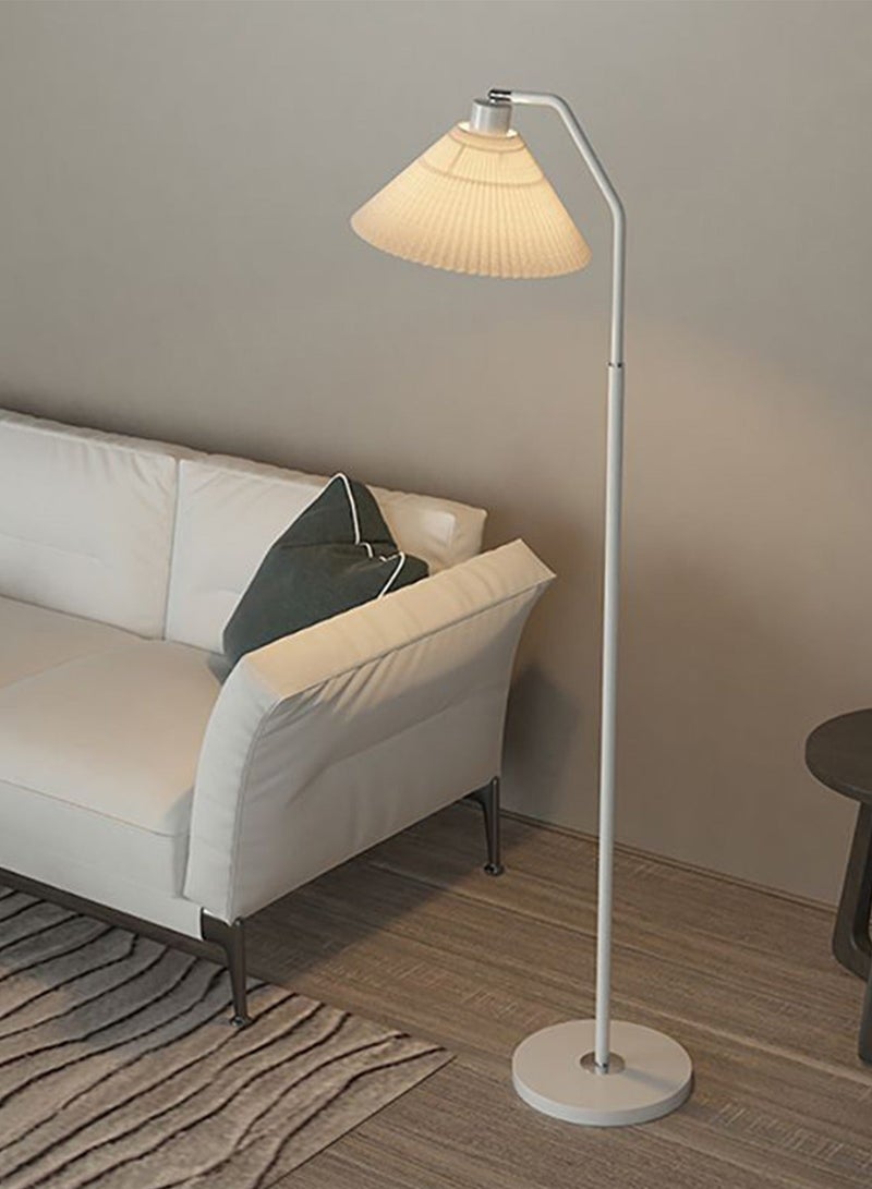 Sharpdo Minimalist LED Floor Lamp-Straight Pole Standing Light Modern Luxury  With Pleated Lampshade 3 Color Dimming for Bedroom, Living Room, and Office - Upgraded Design, 39x150 cm, Stylish White Finish - Image 1