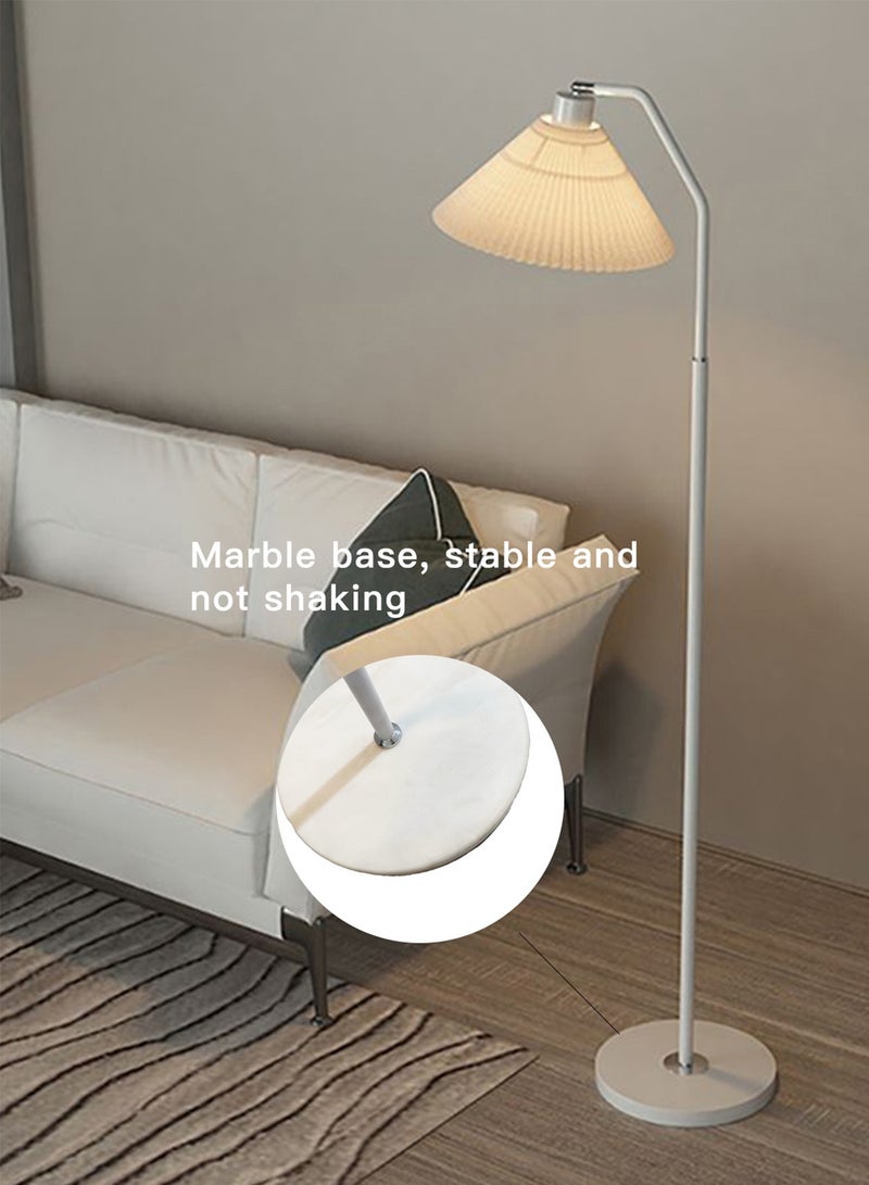 Sharpdo Minimalist LED Floor Lamp-Straight Pole Standing Light Modern Luxury  With Pleated Lampshade 3 Color Dimming for Bedroom, Living Room, and Office - Upgraded Design, 39x150 cm, Stylish White Finish - Image 4