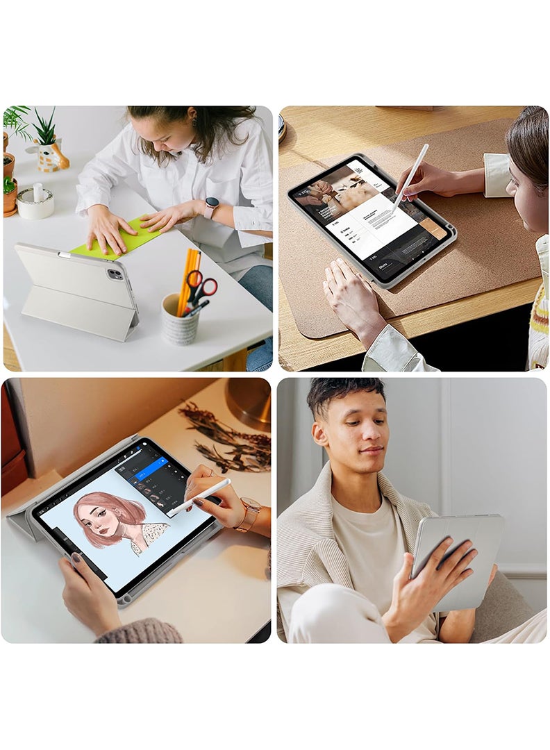 Theodor iPad Pro 11 Inch M4 2024 Case (5th Gen) with Pencil Holder, Smart iPad Case With Pencil Holder Slim Tablet Cover with Soft TPU Back, Auto Wake/Sleep Grey  - Image 4
