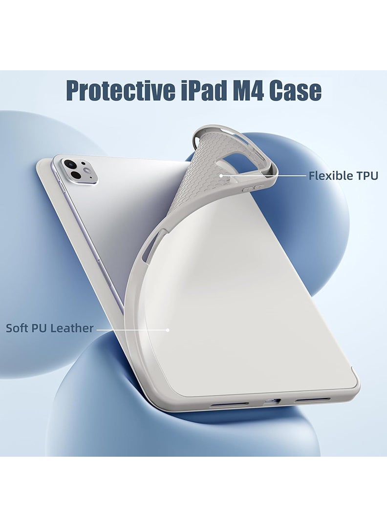 Theodor iPad Pro 11 Inch M4 2024 Case (5th Gen) with Pencil Holder, Smart iPad Case With Pencil Holder Slim Tablet Cover with Soft TPU Back, Auto Wake/Sleep Grey  - Image 5