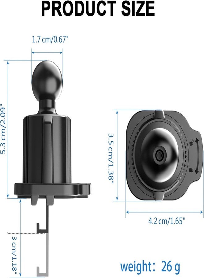 GANPUB Black Universal Air Vent Clip for Car Phone Mount Cellphone Holder Vent Grip W Joint Ball Dia- for Most Car Bracket Universal Air Vent Clip for Phone Cellphone Holder Grip (17mm) - Image 2