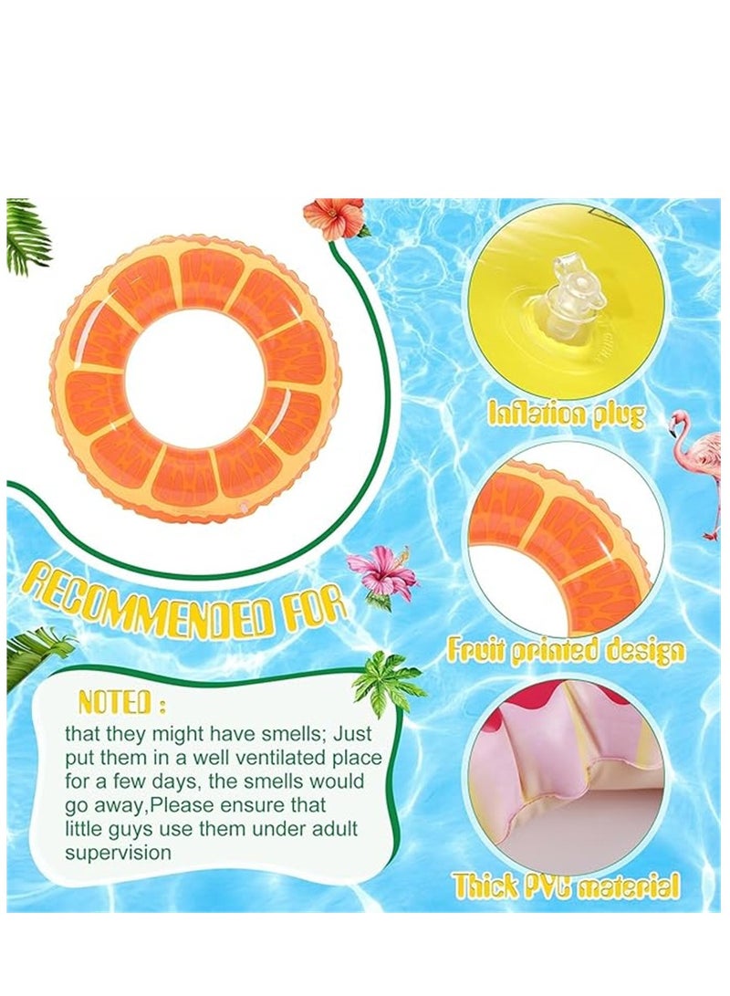 2 Pack Swim Ring, 90cm Diameter Inflatable Float Pool Swim Ring, Fruit Swim Tube Rings Colorful Pool Floaties Toys for Beach Pool Party for Kids and Adults (2 Pack, 90cm, Orange) - Image 4