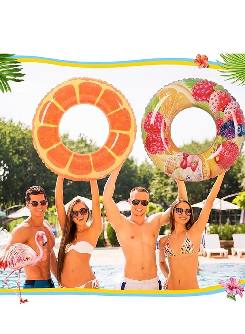 2 Pack Swim Ring, 90cm Diameter Inflatable Float Pool Swim Ring, Fruit Swim Tube Rings Colorful Pool Floaties Toys for Beach Pool Party for Kids and Adults (2 Pack, 90cm, Orange) - Image 5