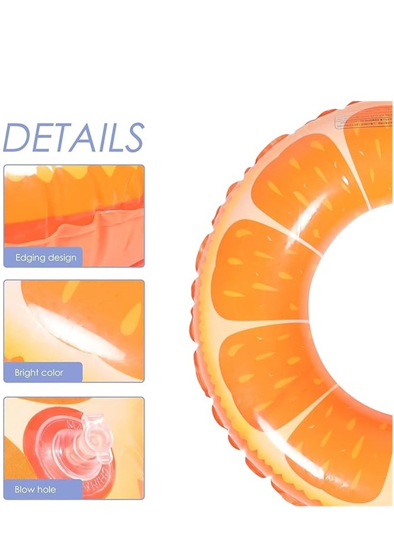 2 Pack Swim Ring, 90cm Diameter Inflatable Float Pool Swim Ring, Fruit Swim Tube Rings Colorful Pool Floaties Toys for Beach Pool Party for Kids and Adults (2 Pack, 90cm, Orange) - Image 2