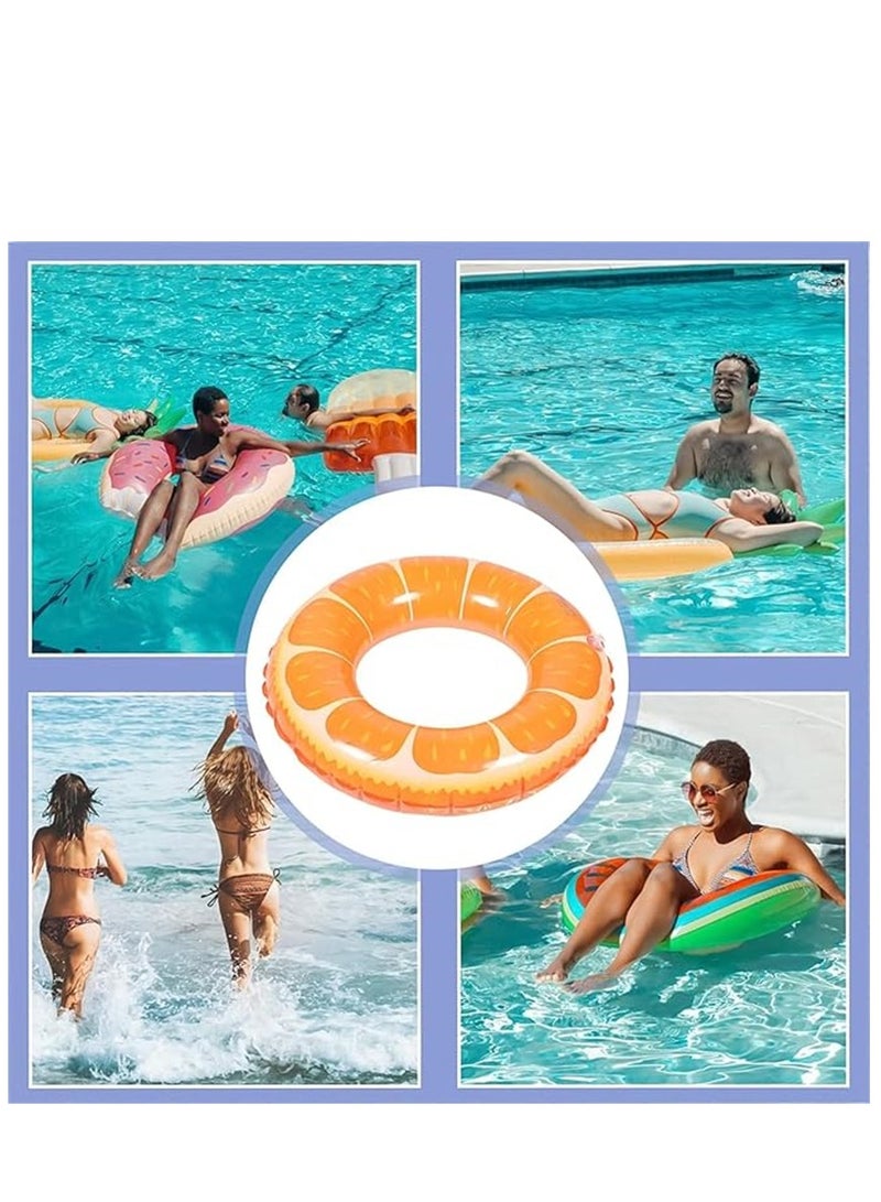 2 Pack Swim Ring, 90cm Diameter Inflatable Float Pool Swim Ring, Fruit Swim Tube Rings Colorful Pool Floaties Toys for Beach Pool Party for Kids and Adults (2 Pack, 90cm, Orange) - Image 3