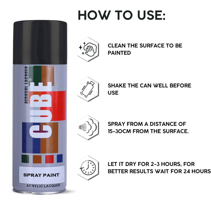 Cube Gloss Black Spray Paint | 2 X 400 mL | for Metal, Plastic, Wood, Car & Bike | Fast Drying, Brilliant Finish, No CFCs, Interior & Exterior Use - Image 5