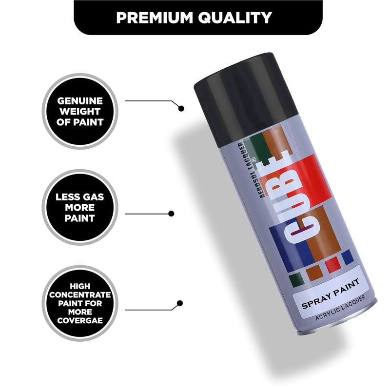 Cube Gloss Black Spray Paint | 2 X 400 mL | for Metal, Plastic, Wood, Car & Bike | Fast Drying, Brilliant Finish, No CFCs, Interior & Exterior Use - Image 2