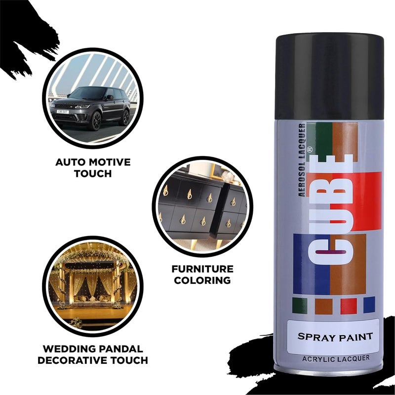 Cube Gloss Black Spray Paint | 2 X 400 mL | for Metal, Plastic, Wood, Car & Bike | Fast Drying, Brilliant Finish, No CFCs, Interior & Exterior Use - Image 4