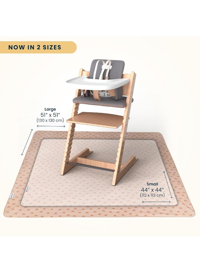 Tiny Twinkle حصائر سبلات المضادة للفوضى من Tiny Twinkle تحت الكراسي العالية أو لتغطية مشاريع الفن للأطفال والرضع - مقاومة للماء، قابلة للغسل، حصائر سبلات للأرضيات أو الطاولات 51" × 51" (قوس قزح بوهو) - Image 2