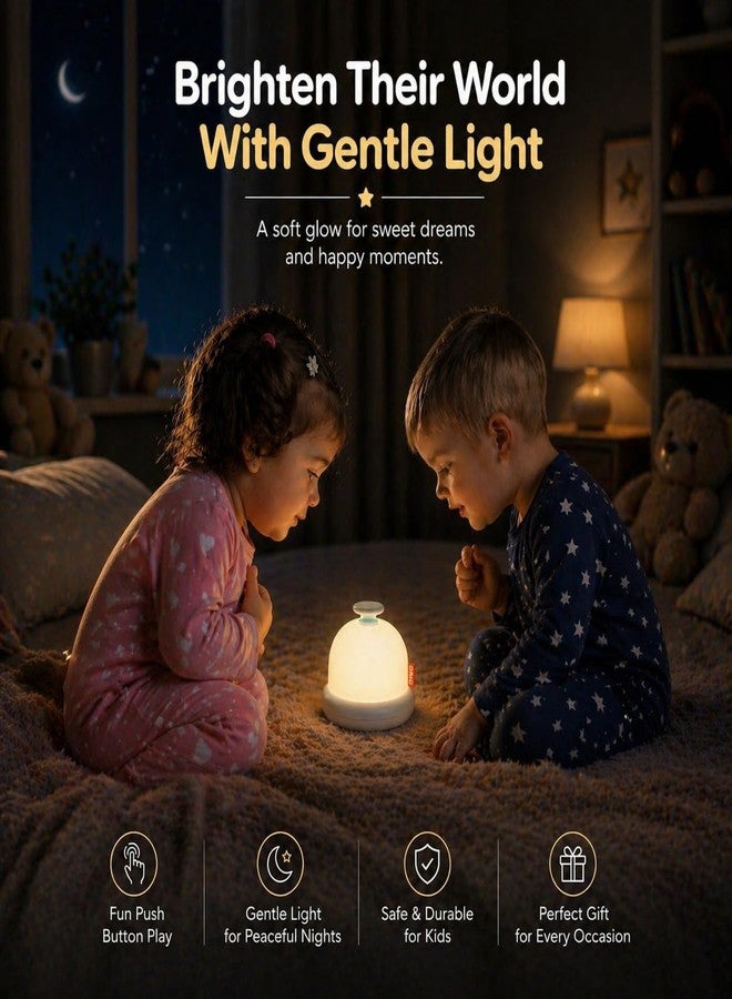 One94Store Push Button Bell Shape Toy with Soft Glow, Minimalist Kids Room Toy, Bedside Decor, Cute Button Toy for Bedroom, Nursery & Gifting - Image 2
