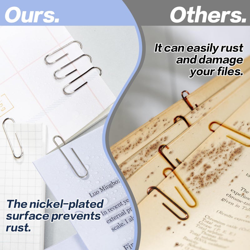 Deli Jumbo Paper Clips Smooth, 300 Large Paper Clips, 3 Boxes of 100 Each, Silver - Image 5