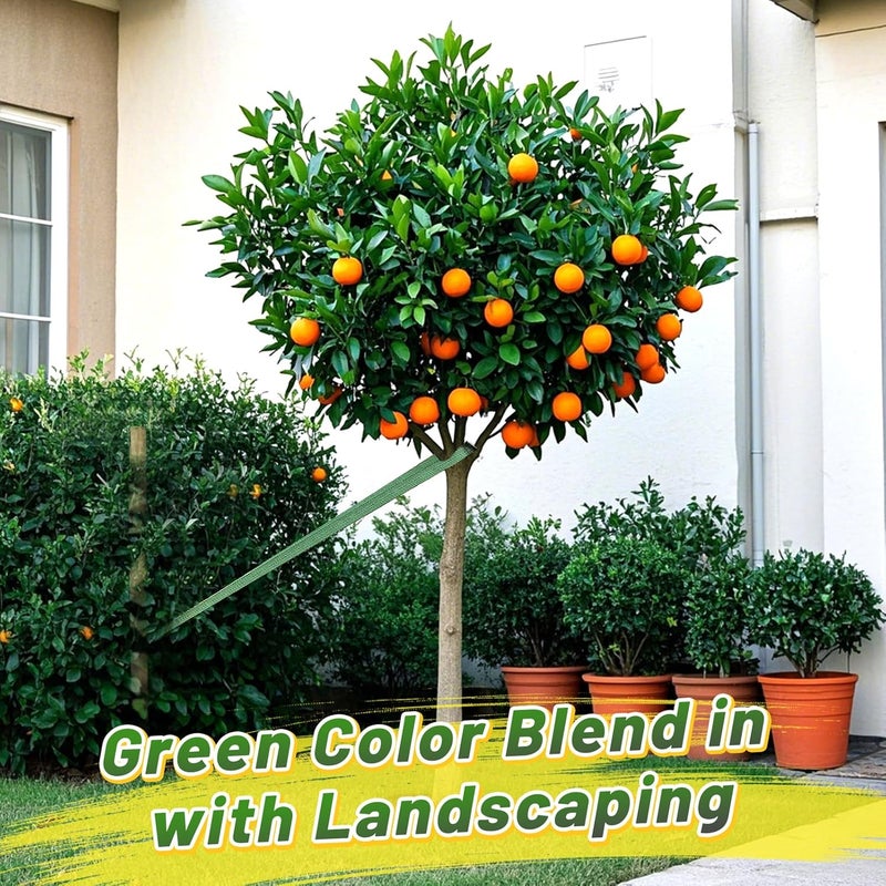 Biubee 2,425 Lbs Strength Tree Straps - 108FT Tree Tie Support Straps for Staking, Green Blend in with Landscaping for Guying Young Trees Straight and Storm Protection, for Outdoor Plants, 1" Wide - Image 4