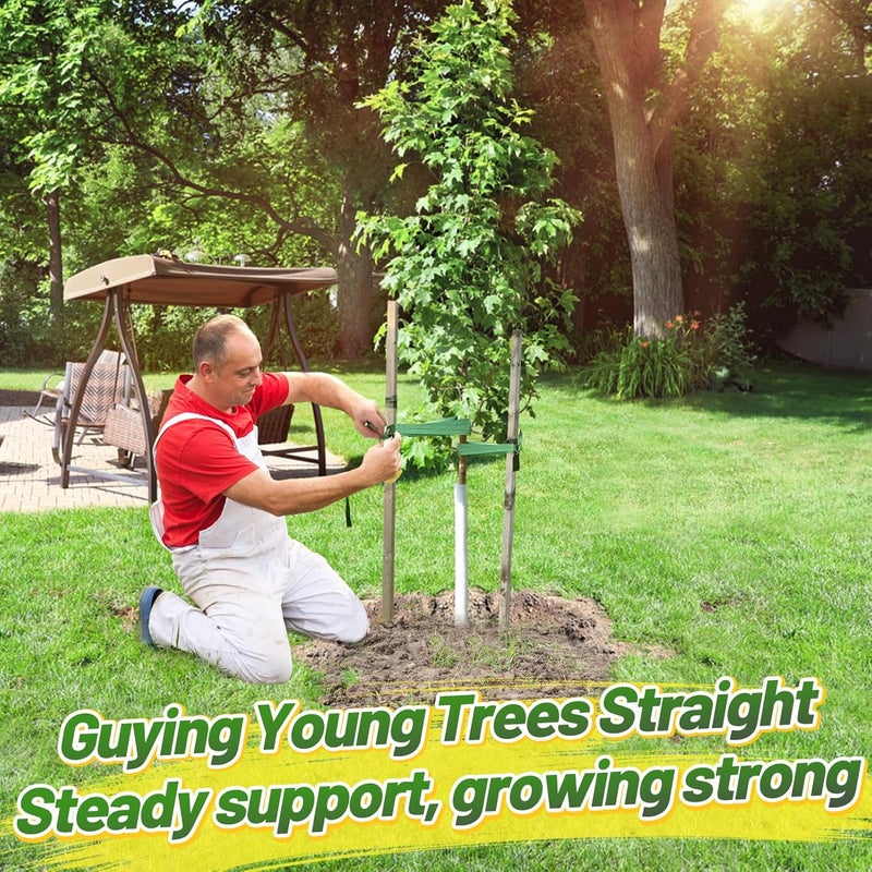 Biubee 2,425 Lbs Strength Tree Straps - 108FT Tree Tie Support Straps for Staking, Green Blend in with Landscaping for Guying Young Trees Straight and Storm Protection, for Outdoor Plants, 1" Wide - Image 2