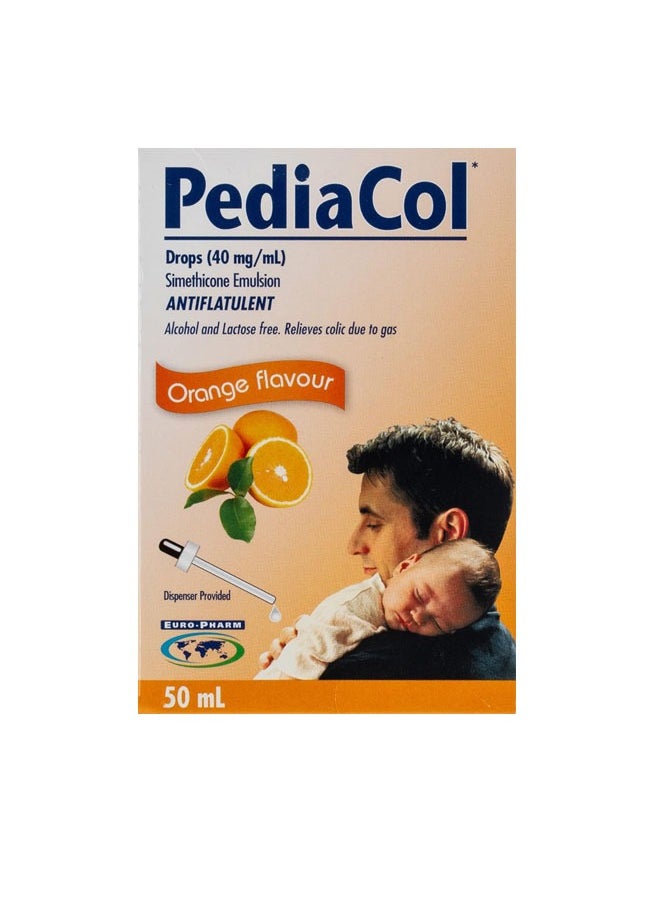 Pediacol - قطرات بيدياكول: مخففة للانتفاخات للأطفال - نكهة البرتقال، 40 ملجم/مل، 50 مل - Image 1