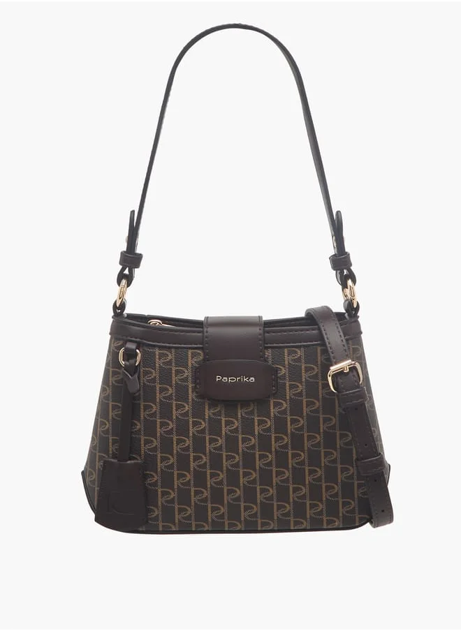 بابريكا Women's Monogram Print Crossbody Bag with Adjustable Strap