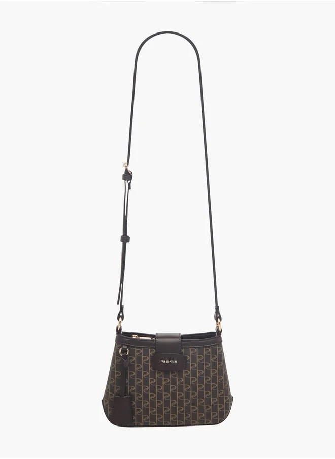 بابريكا Women's Monogram Print Crossbody Bag with Adjustable Strap