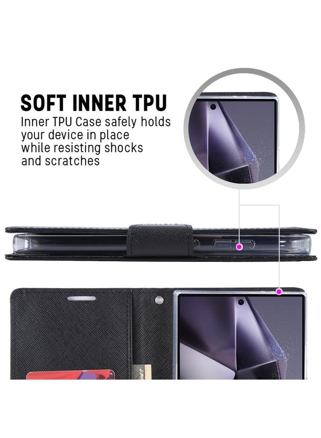 GOOSPERY Case For Samsung Galaxy S24 Ultra 5G FANCY DIARY Cross Texture Leather Phone Case - Image 5