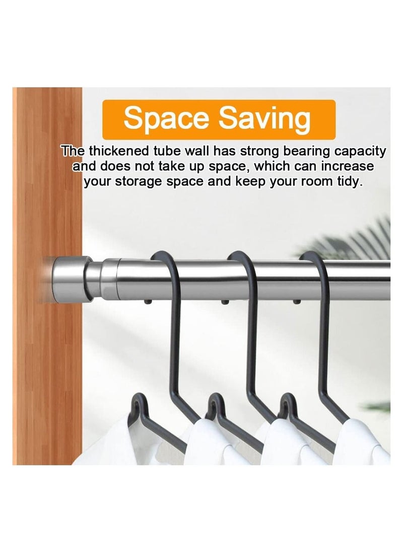 Excefore - Extendable Wardrobe Rod, Stainless Steel Wardrobe Rail Tube Clothes Hanging Pole Heavy Duty Round Extensible Closet Bar with End Sockets for Wardrobe Cabinet Cupboard - Image 1