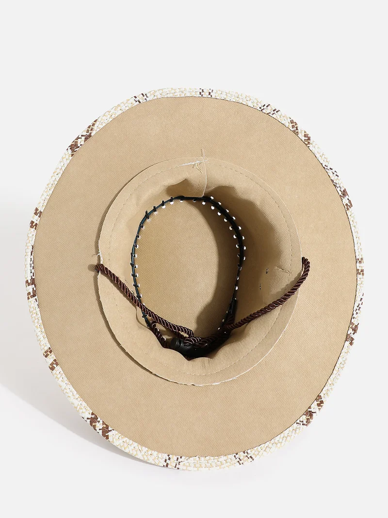 Haute Sauce White & Beige Textured Cowboy Hat
