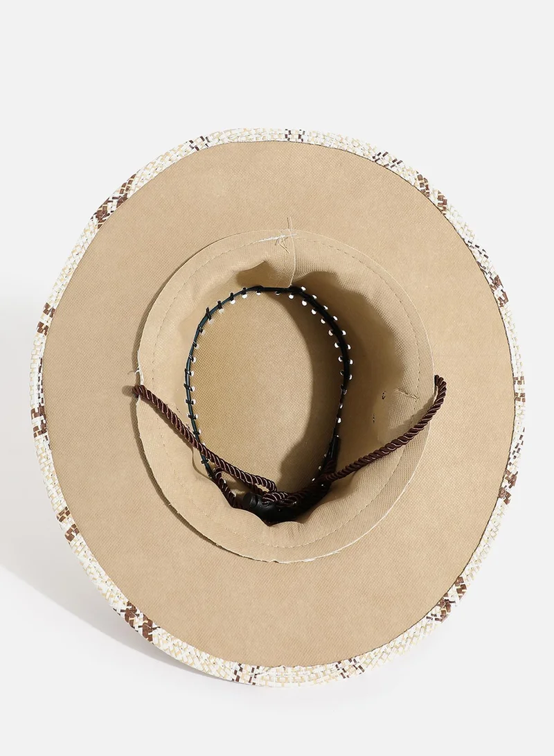 Haute Sauce White & Beige Textured Cowboy Hat