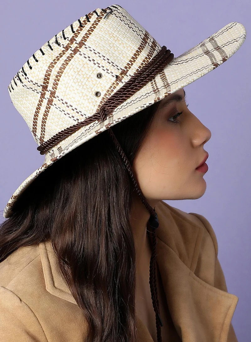 Haute Sauce White & Beige Textured Cowboy Hat