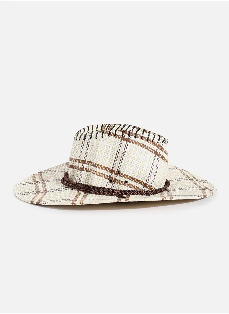 صوص هاوت White & Beige Textured Cowboy Hat