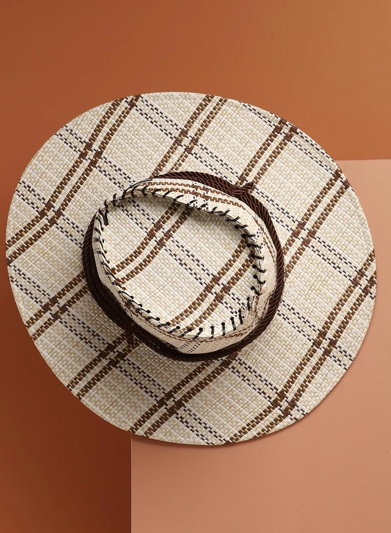 Haute Sauce White & Beige Textured Cowboy Hat