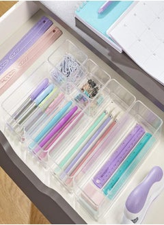 STORi STORi SimpleSort 6-Piece Stackable Clear Drawer Organizer Set | Multi-size Trays | Small Makeup Vanity Storage Bins and Office Desk Drawer Dividers | Made in USA  - Image 4
