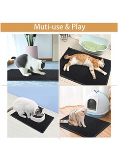 MileMelo Double Layer Design Waterproof Washable  Cat Litter Mat,Litter Trapping Mat for Cat Sand Litter Box Honeycomb Pet Bed Black 30*45cm  - Image 2